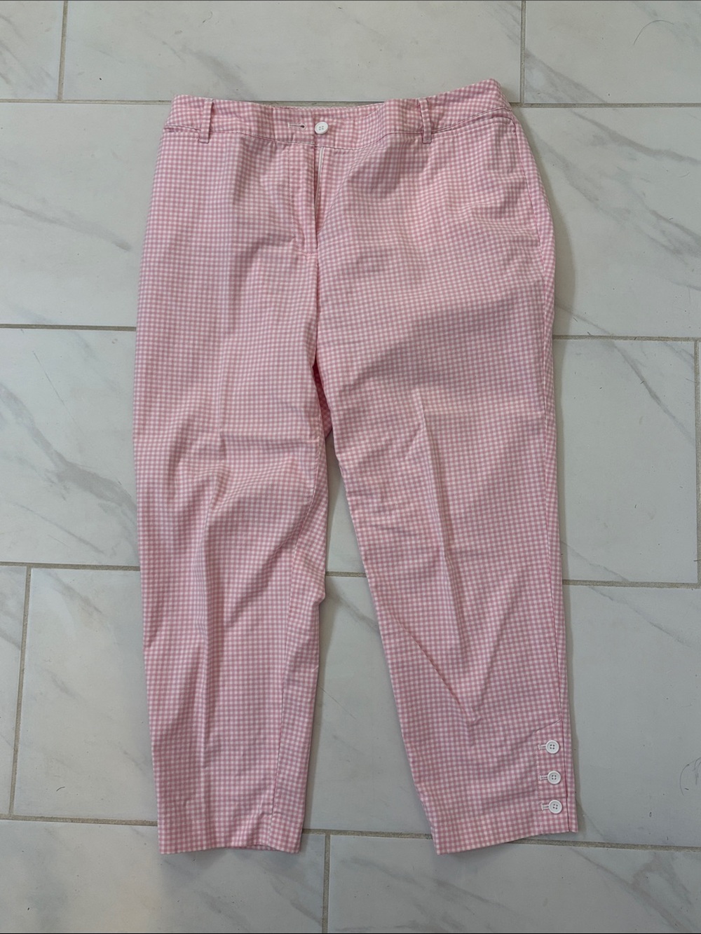 Talbots Pink Gingham Chinos